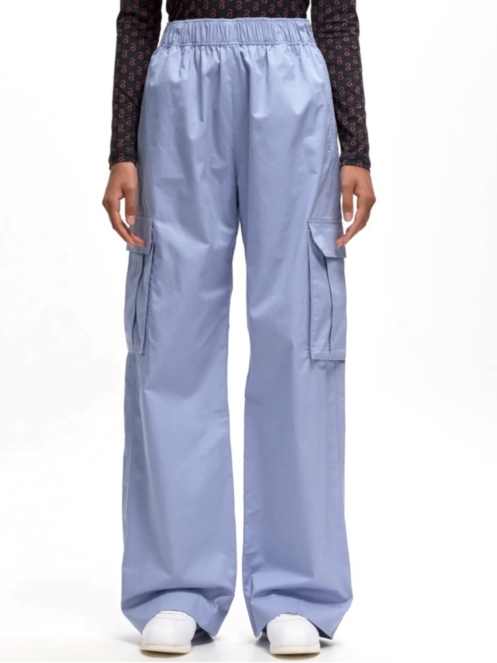 Stine Goya Fortuna Solid Cargo Pants Blue Organic Cotton Wide Leg
